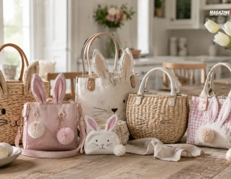 Bunny Easter bag - pastel pink plush rabbit crossbody with floppy ears and pompom tail