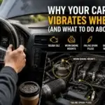 A mechanic inspecting an engine to diagnose why a car vibrates when idle