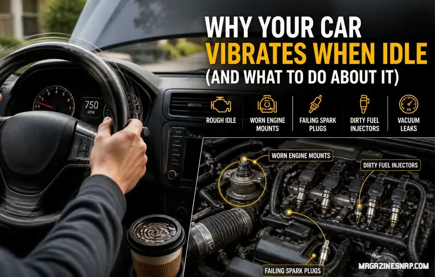 A mechanic inspecting an engine to diagnose why a car vibrates when idle