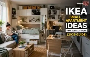 IKEA Small Apartment Ideas That Actually Work (2026 Guide) IKEA small apartment ideas showing multi-functional furniture and smart storage in a studio layout