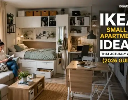 IKEA small apartment ideas showing multi-functional furniture and smart storage in a studio layout