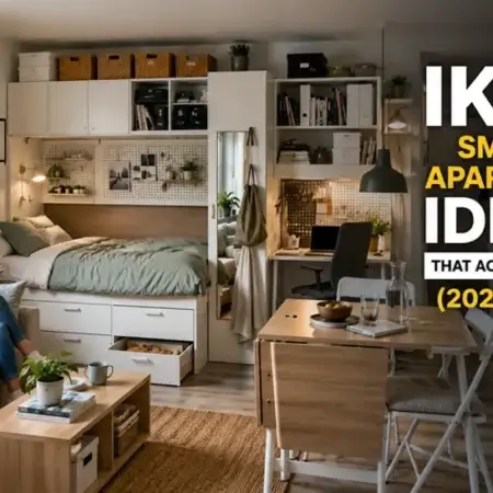 IKEA small apartment ideas showing multi-functional furniture and smart storage in a studio layout