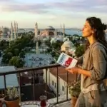 Scenic view of the best places to visit in Turkey including Istanbul skyline and Cappadocia hot air balloons