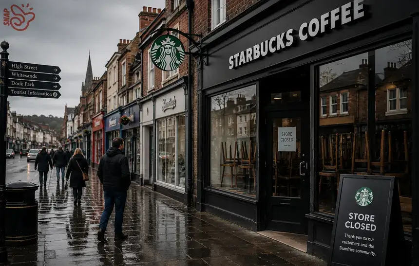 Starbucks Dumfries Closure - shuttered High Street branch in Dumfries town centre