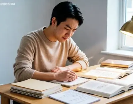 A student using proven study tips for weak students at a clean desk with a notebook and textbook