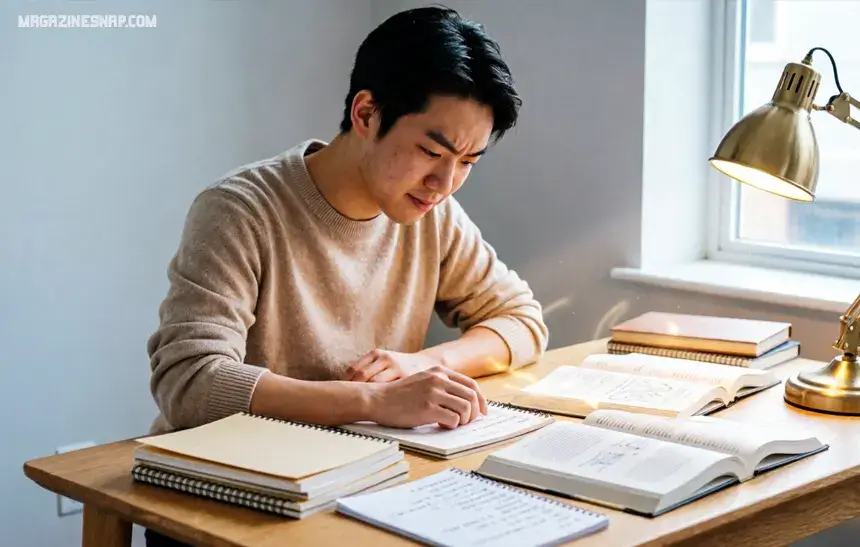 Study Tips for Weak Students – A Real Guide That Actually Works A student using proven study tips for weak students at a clean desk with a notebook and textbook
