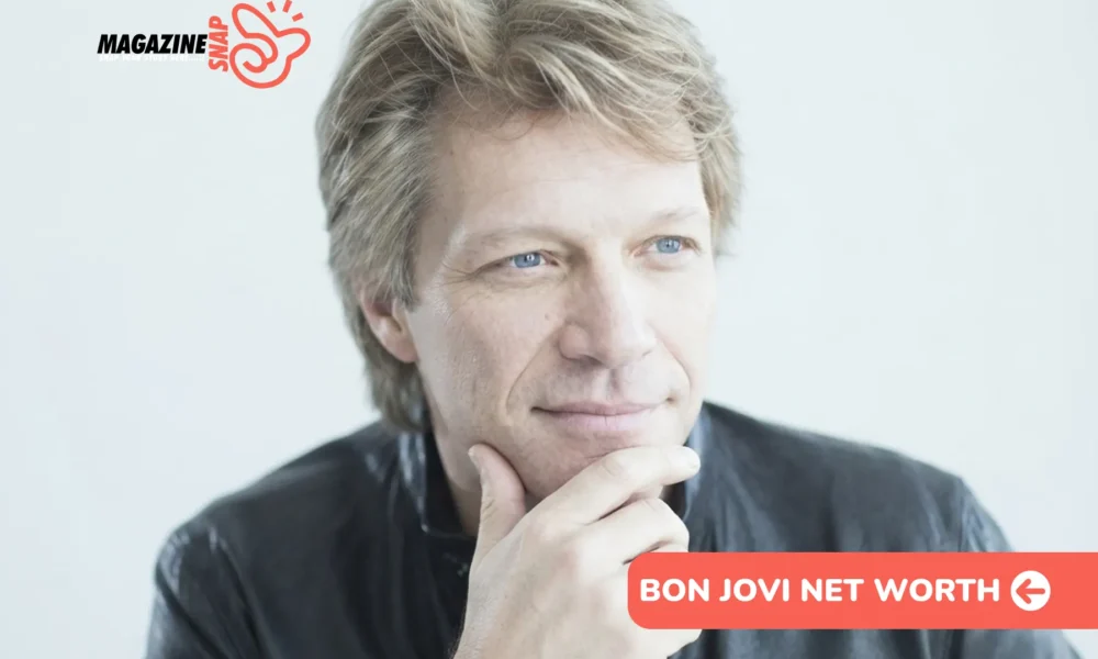 Bon Jovi net worth feature image, close-up portrait with hand on chin