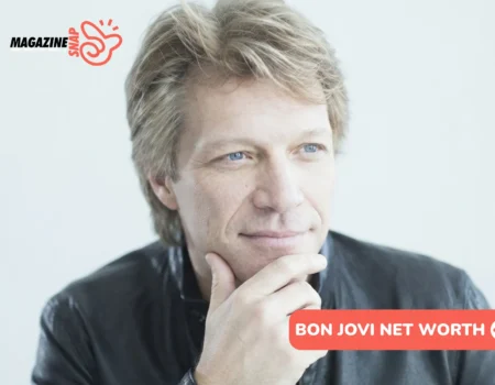 Bon Jovi net worth feature image, close-up portrait with hand on chin