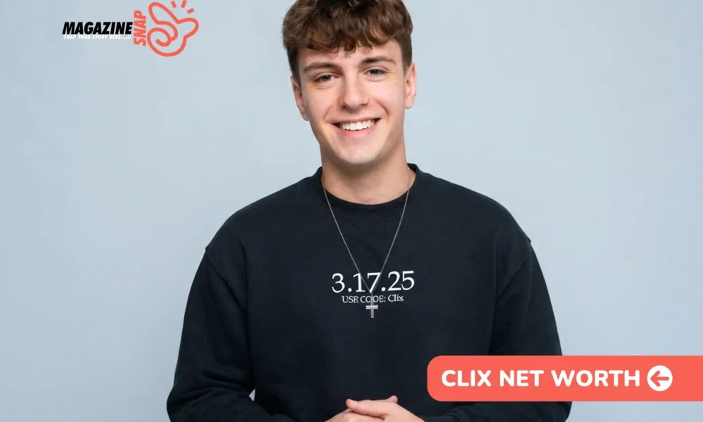 Clix Net Worth 2026 portrait, man in black sweatshirt with Clix merch text