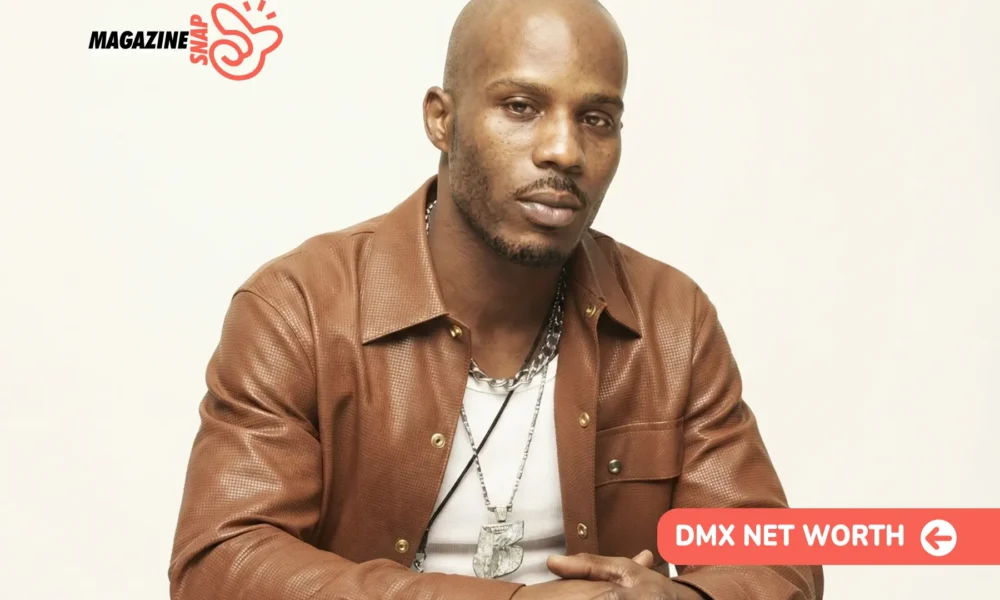 DMX seated in a brown leather jacket and layered chains for the DMX net worth article