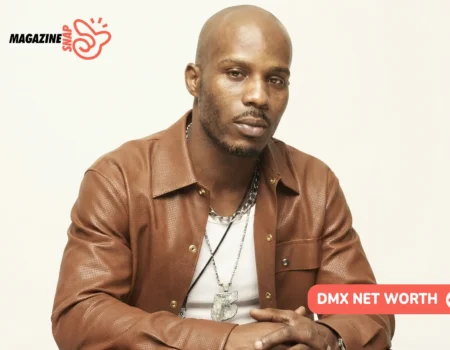 DMX seated in a brown leather jacket and layered chains for the DMX net worth article
