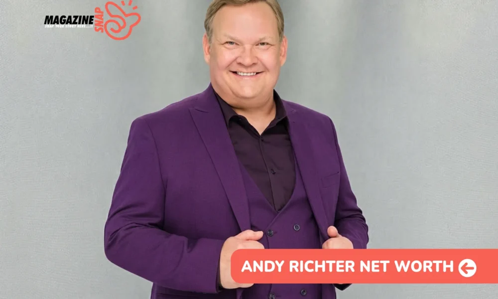 Andy Richter Net Worth 2024 – $4M Estimate, DWTS Run Andy Richter Net Worth - the comedian and actor smiling in a purple three-piece suit