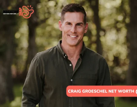 Smiling Craig Groeschel in an olive button-up shirt among blurred trees for Craig Groeschel net worth article